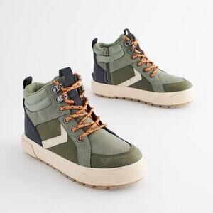 NEXT Kids' Khaki Green Lace-Up High Top Boots Size 3
